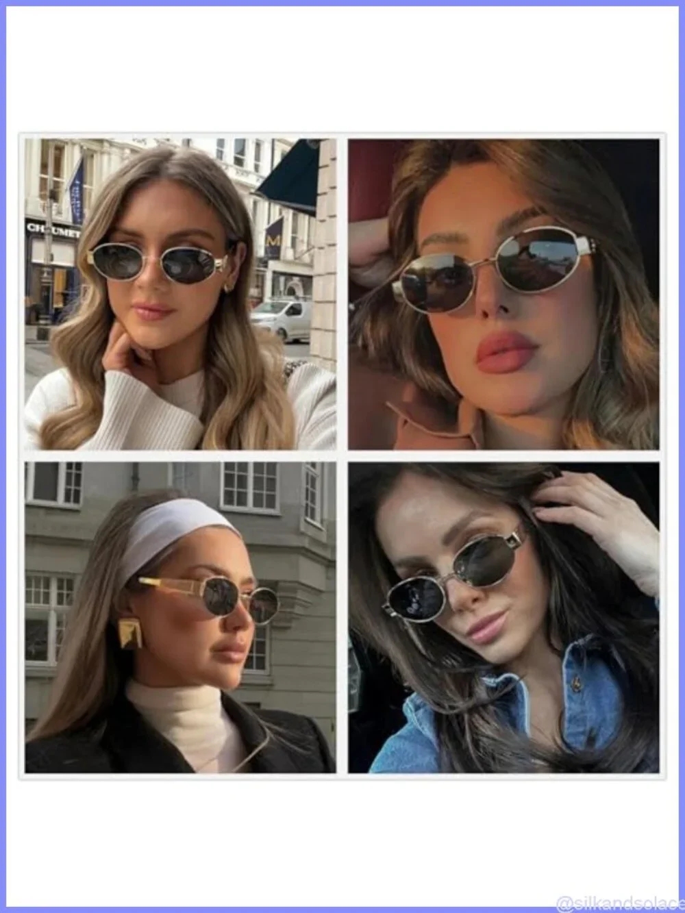 Retro Oval Sunglasses for Women Men Trendy Designer Metal Frame 90s